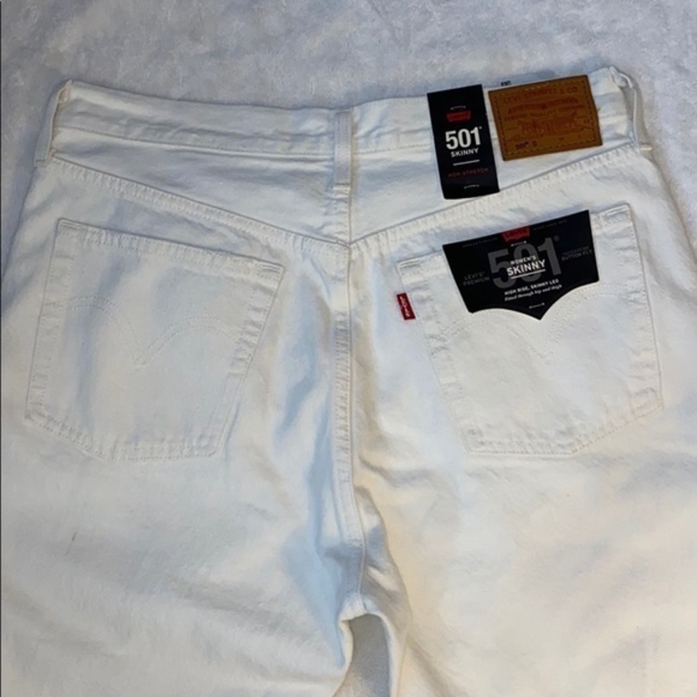 WOMEN’S PREMIUM LEVIS 501 SKINNY HIGH RISE WHITE SIZE 31 - Picture 4 of 8